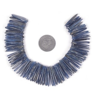 U3529 29mm Blue Kyanite chips sticks thick slices loose gemstone beads 8&quot; 151g