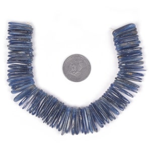 U3525 23mm to 27mm Blue Kyanite chips sticks thick slices loose gemstone beads 8&quot; 119g