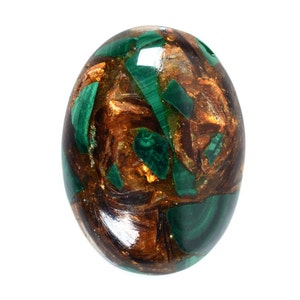 30mm Copper malachite oval flatback cab cabochon G2869.6