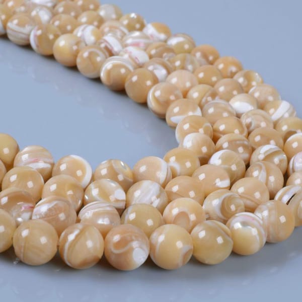 8MM Khaki Mother of pearl round ball loose gemstone beads 16"