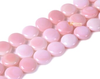 02007 10mm Natural Pink Conch shell charm coin disc loose beads 16"