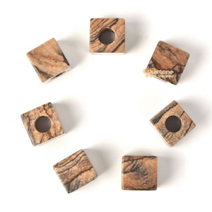 10mm Natural Picture Jasper  Cube Shaped Large Hole Bead For DIY Jewelry Making Beads