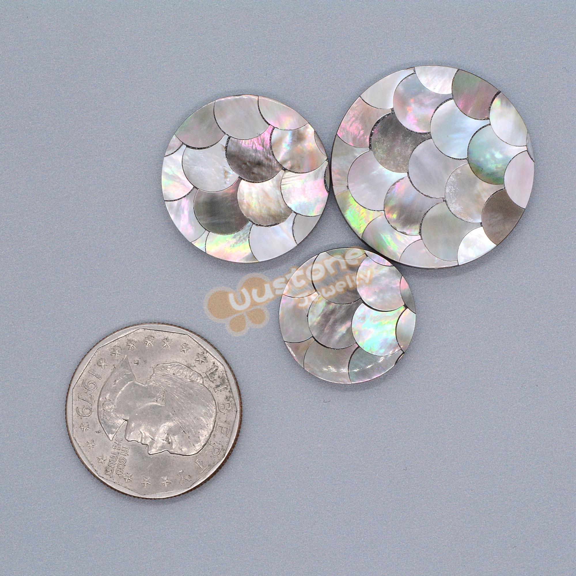 20 to 30mm Black Shell Coin Discs - Round Mosaic Embellishments Fish ...