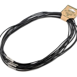 18 &quot;echt schwarze Lederhalskette 2 mm mit 3 mm Edelstahl Stecker