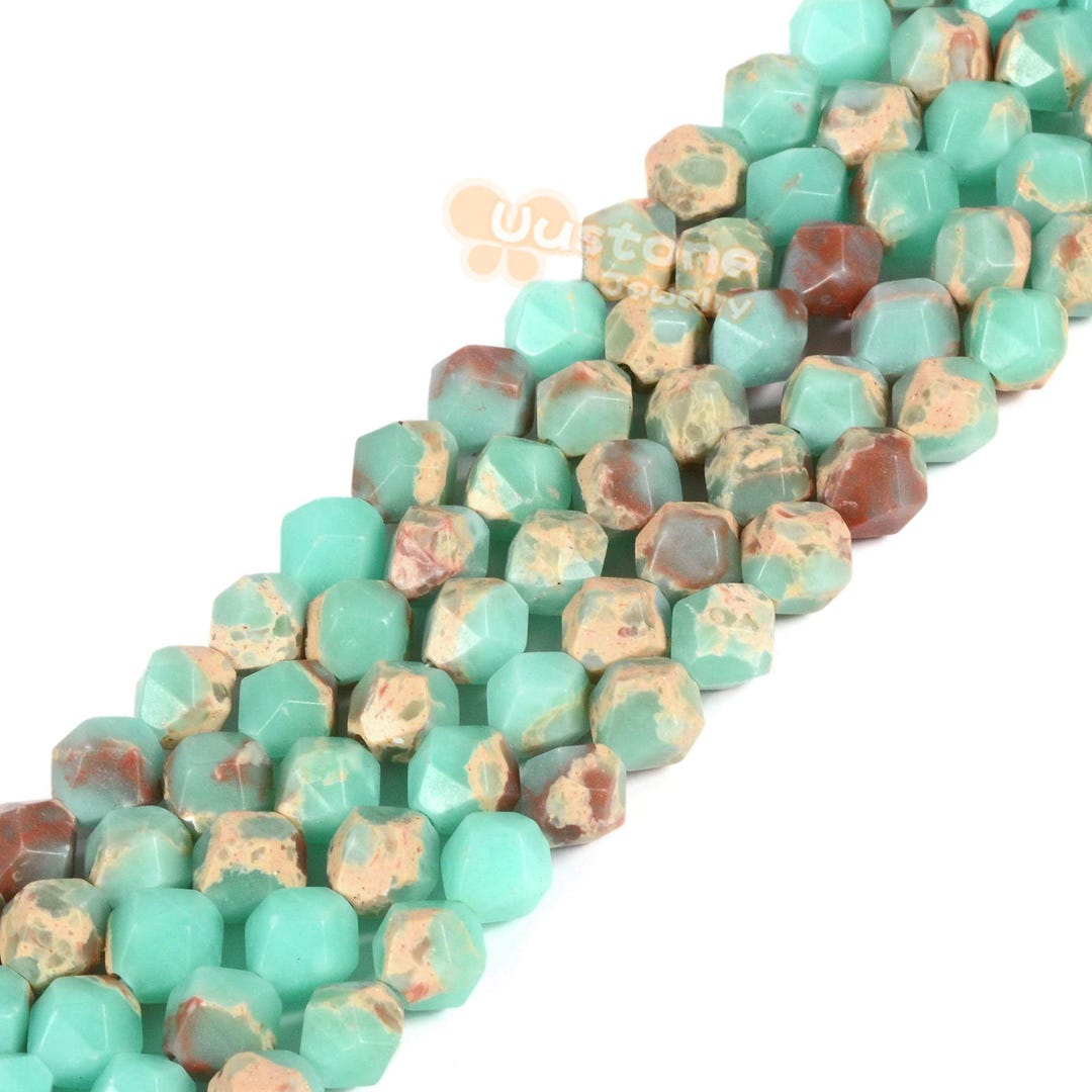6mm Dyed Green Serpentine Gemstone Triangle Faceted Round Loose Beads ...