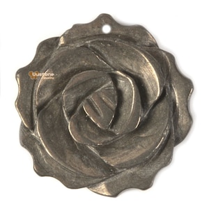 g2567.36 35mm Natural Pyrite carved flower pendant bead Jewellery Making