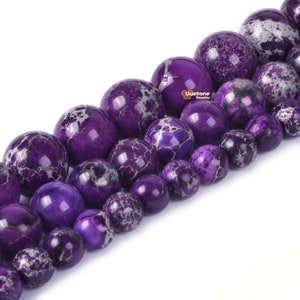 Purple sea sediment jasper round ball loose gemstone beads 6mm 8mm 10mm