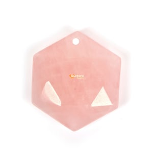 25mm Handmade Natural Rose Quartz Faceted Hexagram Star Geometrical Pendant Focal Bead