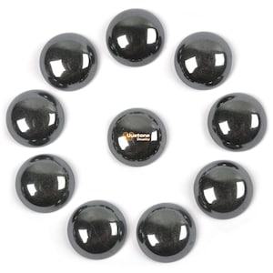 10 pcs of 14mm Hematite round flatback cab cabochon