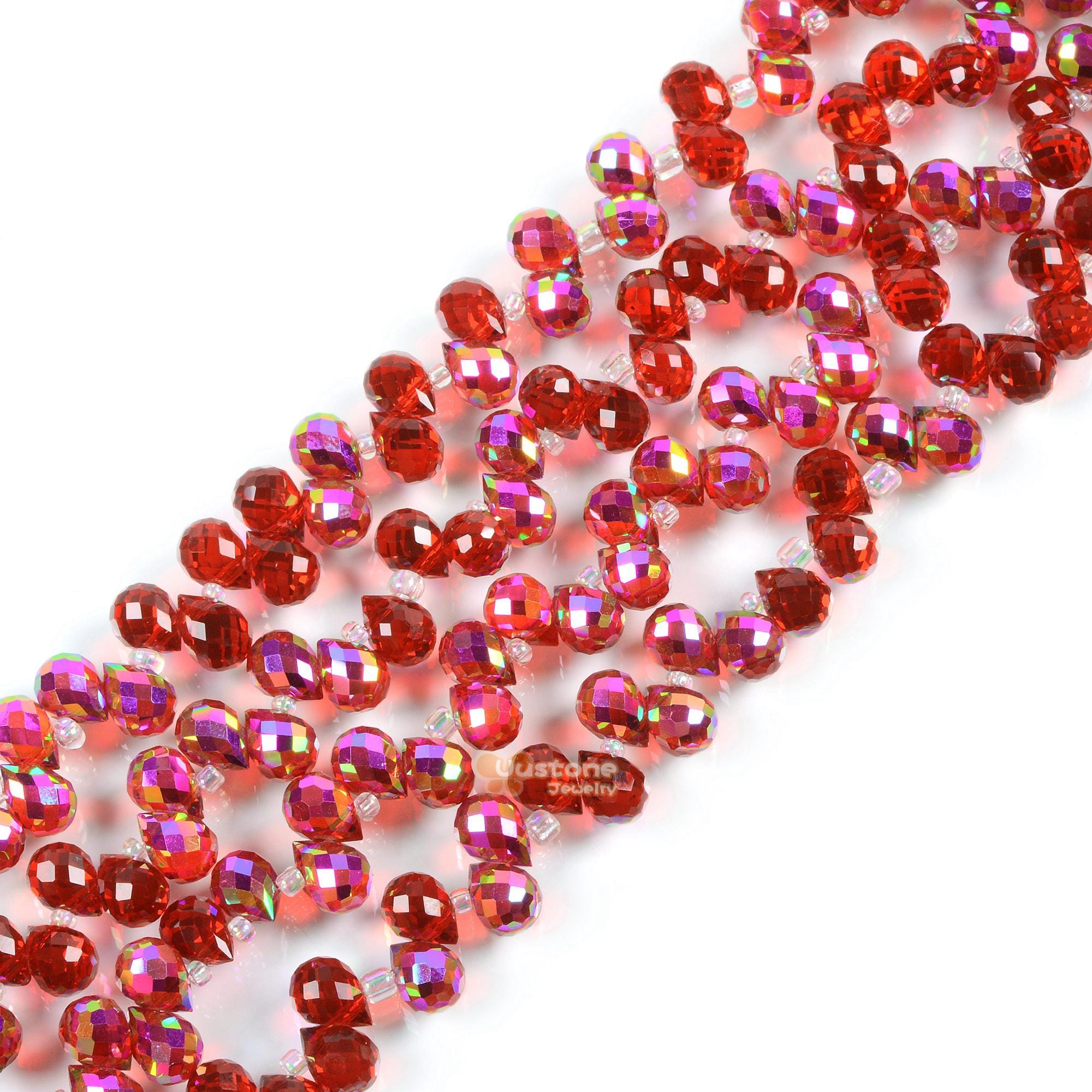 Kit Perline Sfuse Colorate Perline Di Vetro Sfaccettate CrzBeadss - 780 Pezzi, Cristallo Rosso, 3-10 Mm Per Gioielli Fai Da Te CrzBeadss Perline Cristallo - 9