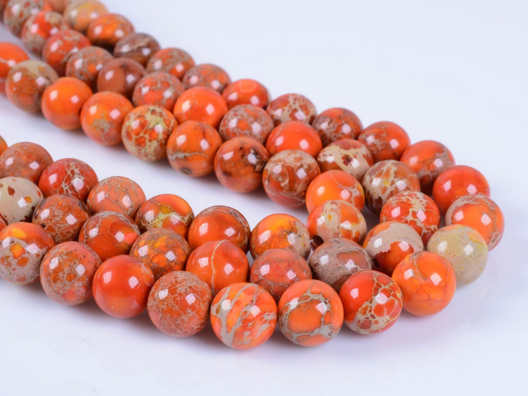 8MM140 8mm Orange Sea Sediment Jasper Round Ball Loose Gemstone