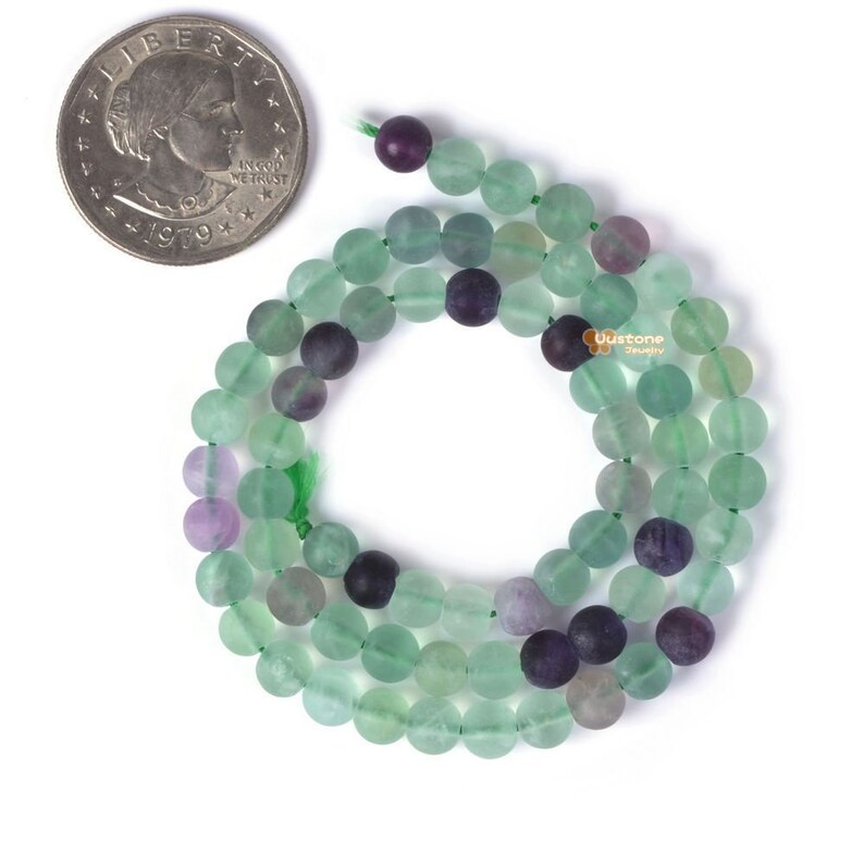 Veemake 12Pcs 8-10mm Natural Fluorite Semi-Precious Gemstone Round Loose Beads for