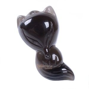 g2710 Natural Ice rainbow obsidian carved Cute fox pendant bead 35mm