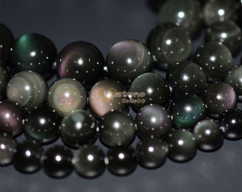 Natural AAA rainbow eye obsidian round beads full strand 8mm 10mm 12mm 14mm 16mm 18mm 20mm