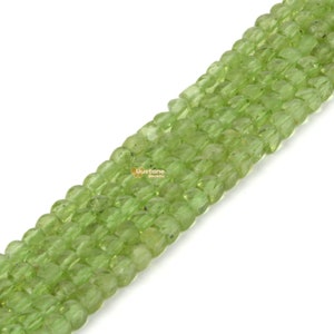 02318 3.7mm to 4.7mm Faceted Olivine Cube Square Loose Beads DIY Jewelry Making Strand 15.5-16&quot;