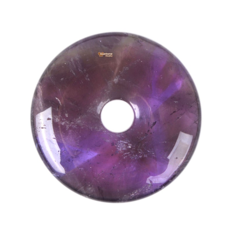 30mm g0126.2 Amethyst donut gemstone pendant focal bead image 1