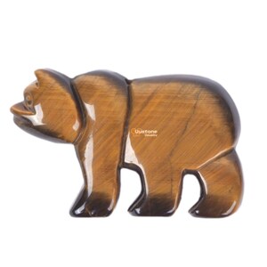 g1319.2 Ciondolo a forma di orso polare intagliato con occhio di tigre dorato naturale da 47 mm