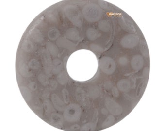 30mm  cowry fossil Petoskey Stone donut gemstone pendant focal bead