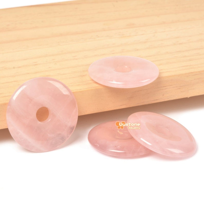 G3568.1 40mm Rose Quartz Donut Focal Pendant Bead Etsy