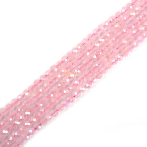 2mm to 3mm Aqua Aura Rose Quartz Faceted round loose beads strand 15.5-16&quot; DIY Jewelry Making