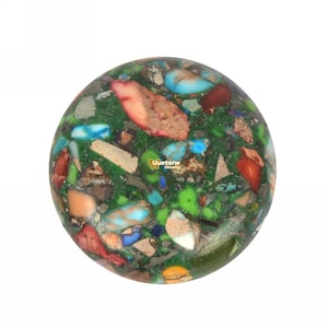 30mm Pyrite multi-color sea sediment jasper round flatback cab cabochon