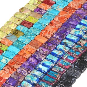 20mm Dyed Multicolor Sea Sediment Jasper Fashion flat rectangle 2 Holes Loose Beads for Bracelet Making Kit 8"