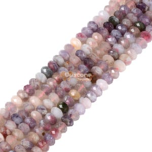 6mm to 7mm Pink Tourmaline Faceted Rondelle Loose Gemstone Beads 16&quot;