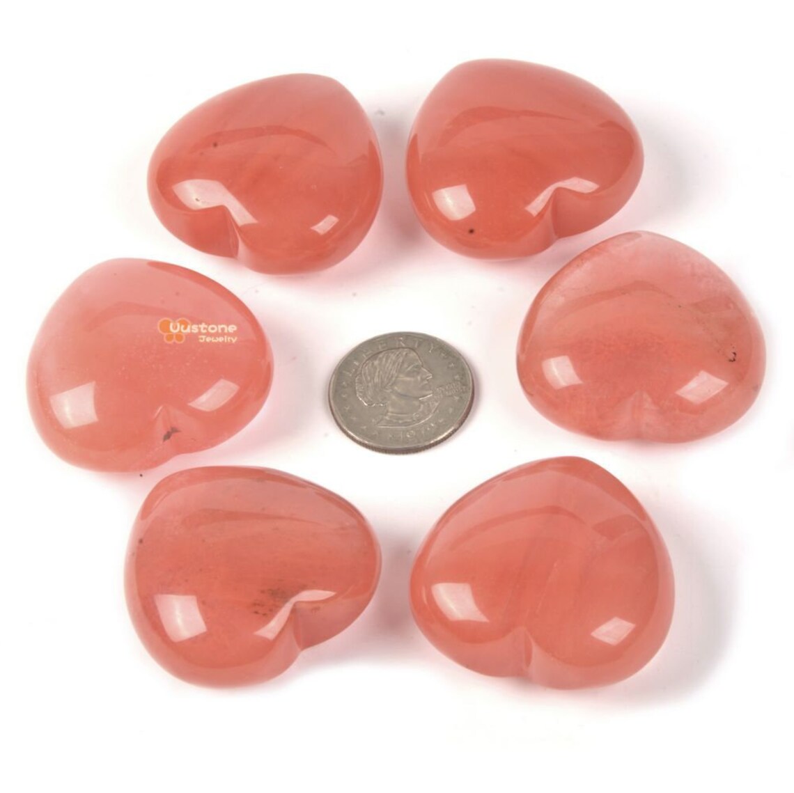 45mm Synthetic Cherry Quartz Gemstone LOVE Hearts Fine Etsy