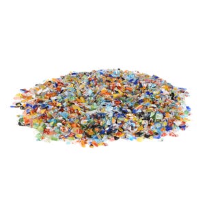 Millefiori-glas gepolijste snippers gemalen getrommelde steen Kristalgenezende versieringen 100 gram