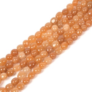 Natural Orange Aventurine Crystal Quartz Pebble Oval Chips Beads Freeform Nugget Irregular Loose Beads Strand 15 Inch for DIY Jewelry Making