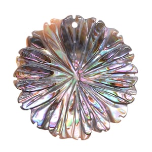 35mm Abalone Shell Carved Flower Pendant Bead Jewellery Making DIY
