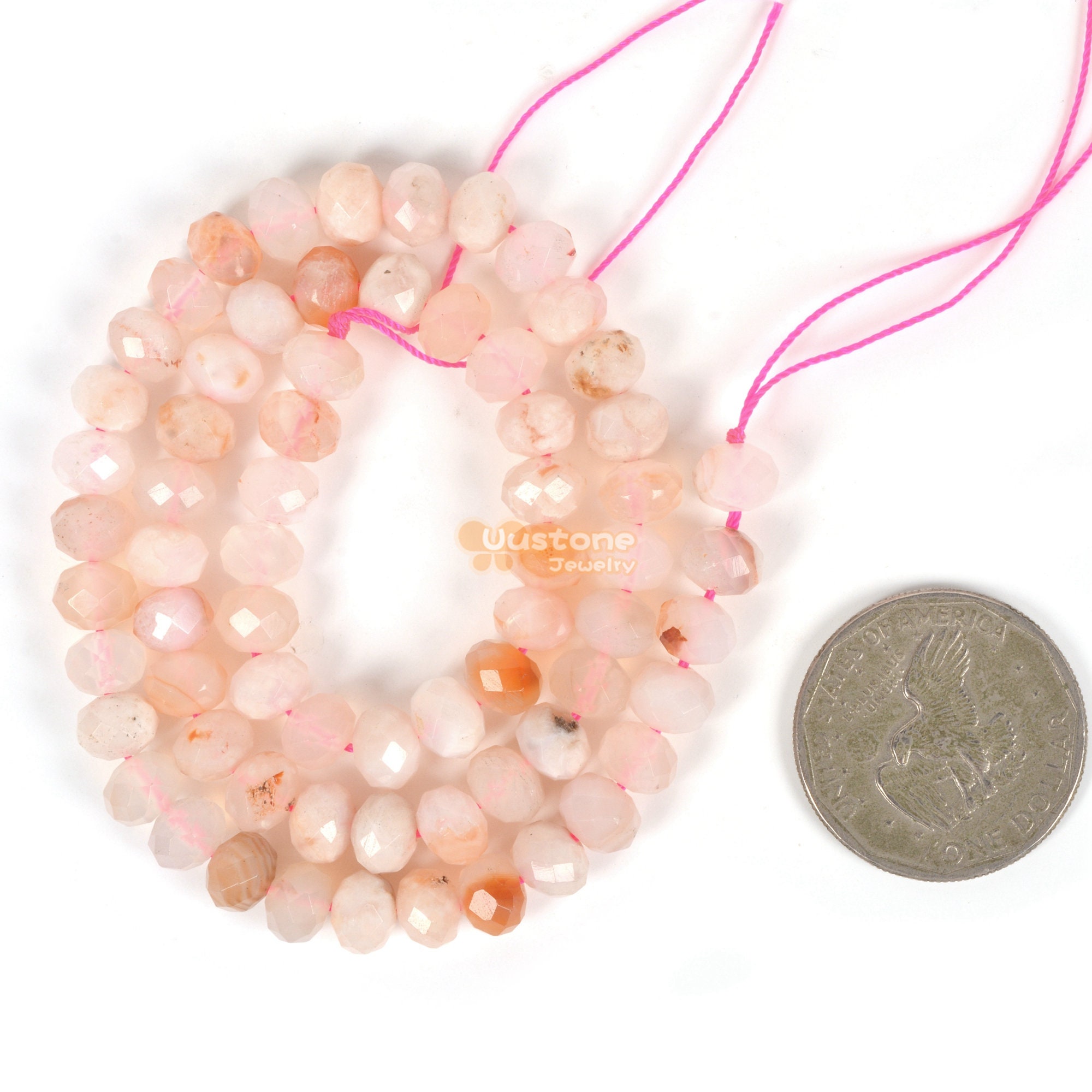 Collana In Agata Sakura (Madagascar) - Perle Lisce 8 Mm, Lunghezza 40,6 Cm, Marrone Naturale