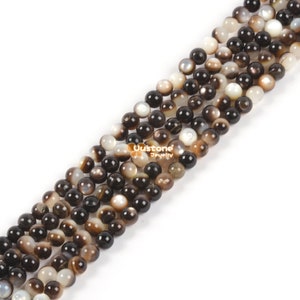 4mm Black Mother of Pearl MOP Shell round loose gemstone beads jewelry making DIY 16&quot;