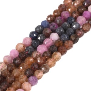 3,7 mm tot 4,7 mm gefacetteerd diverse kleuren robijn saffier ronde bol losse kralen DIY sieraden maken streng 15,5-16"