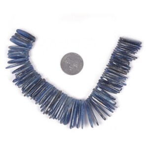 U3792 23mm to 35mm Blue Kyanite long chips sticks loose gemstone beads 8&quot; 153g