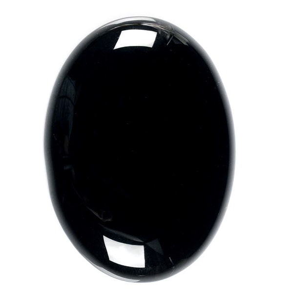 G2482 40mm Black onyx agate oval flatback cab cabochon