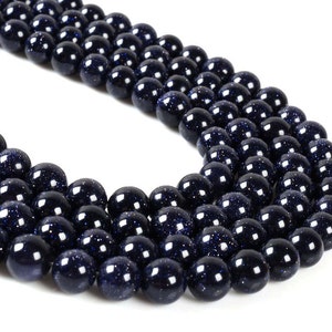 8 mm, perles de pierre gemmes en vrac, grès bleu synthétique, pierre dorée, boule ronde, 16 po.