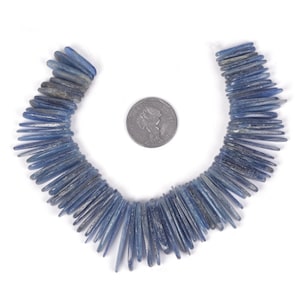 U3513  20mm to 35mm Blue Kyanite long chips sticks loose gemstone beads 8&quot; 123g