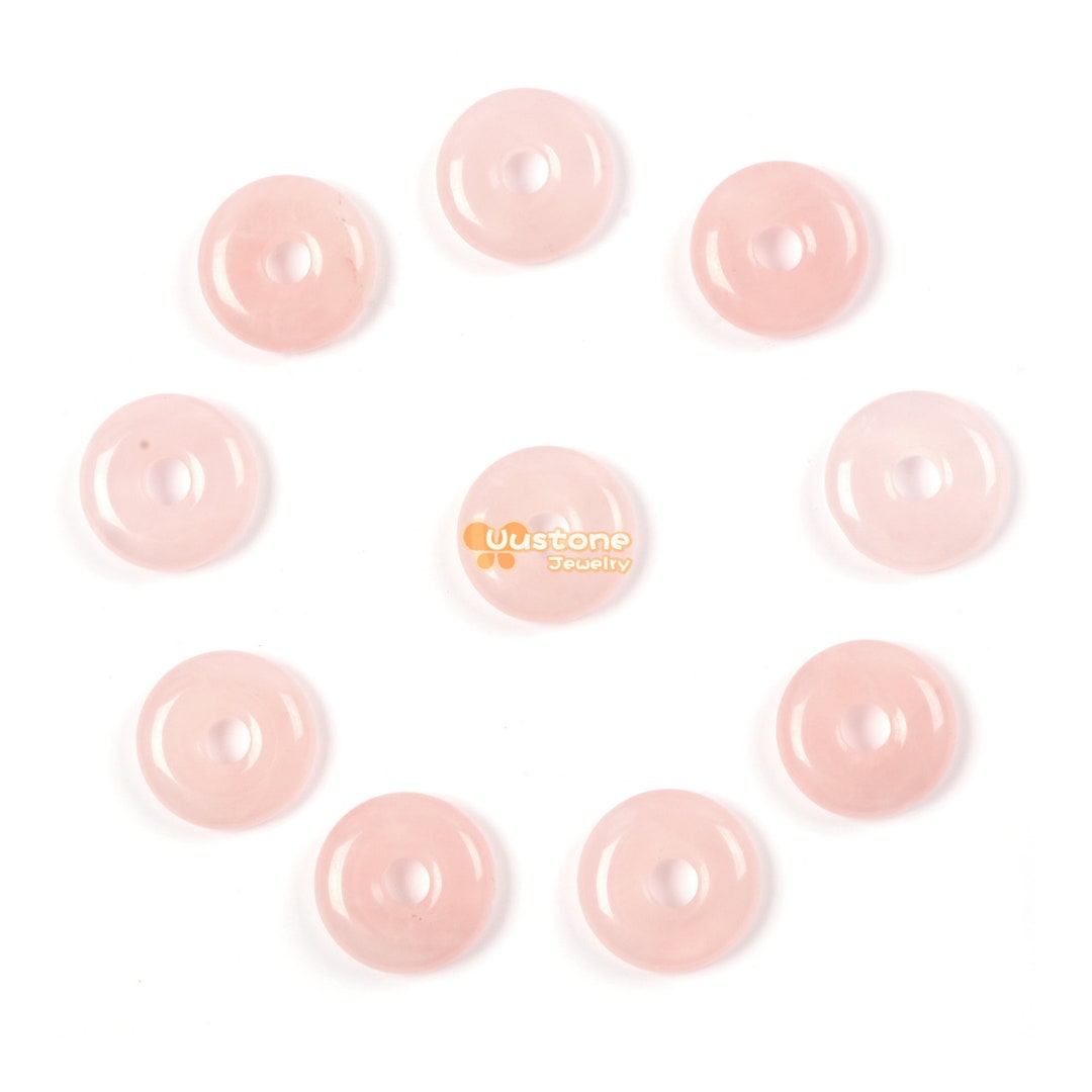 15mm Rose Quartz Donut Focal Pendant Bead Jewelry Making DIY Etsy