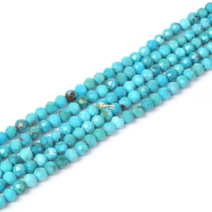 02715 3.7mm to 4.7mm Faceted A Natural Turquoise Ball Sphere  Loose Beads DIY Jewelry Making Strand 15.5-16&quot;