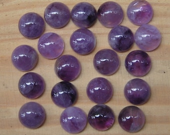 G0526  10pcs 10mm African amethyst gemstone round flatback cab cabochon