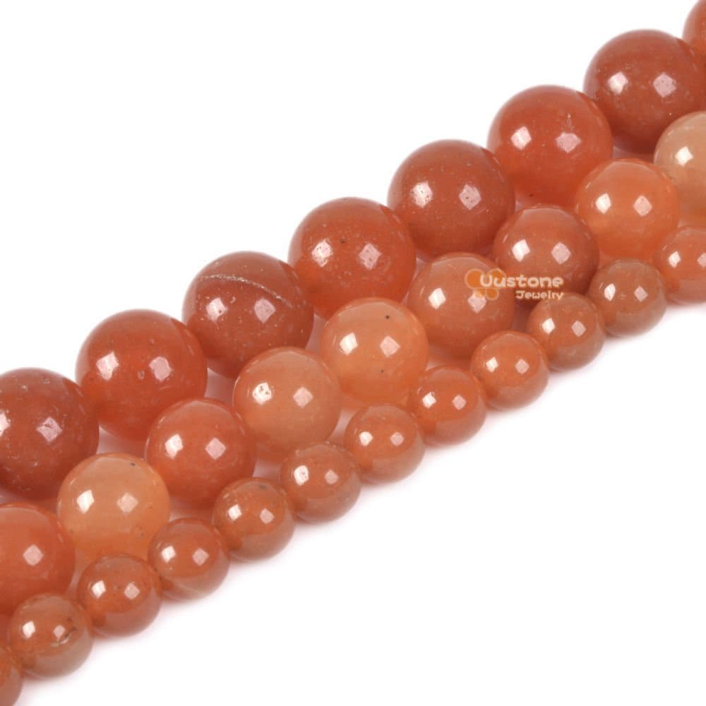 Perles Aventurine Rouge Naturelle 4mm - Lot De 6 Mètres, Pierre Précieuse, Pour Création De Bijoux Artisanaux