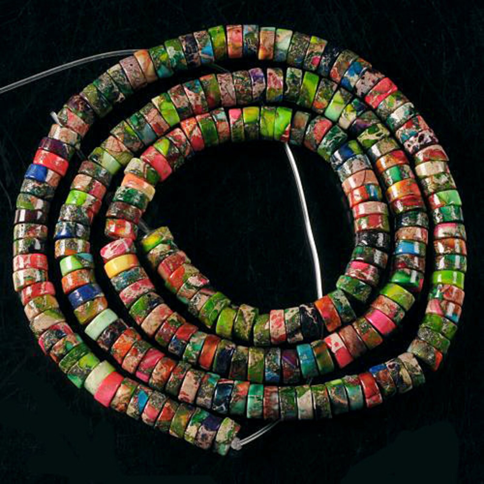 4mm Multicolor Sea Sediment Jasper Pyrite Heishi Loose Etsy