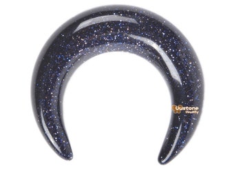 Synthetic Blue Goldstone Crescent Moon Shape Double Horn NOT Drilled DIY Jewelry Making Stone 30mm