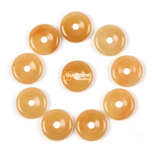 20mm Yellow Aventurine donut focal pendant bead jewelry making