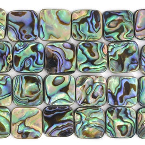 0038 14mm Abalone shell flat square loose beads strand 16&quot;