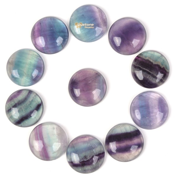 18mm Rainbow fluorite gemstone round cab cabochon