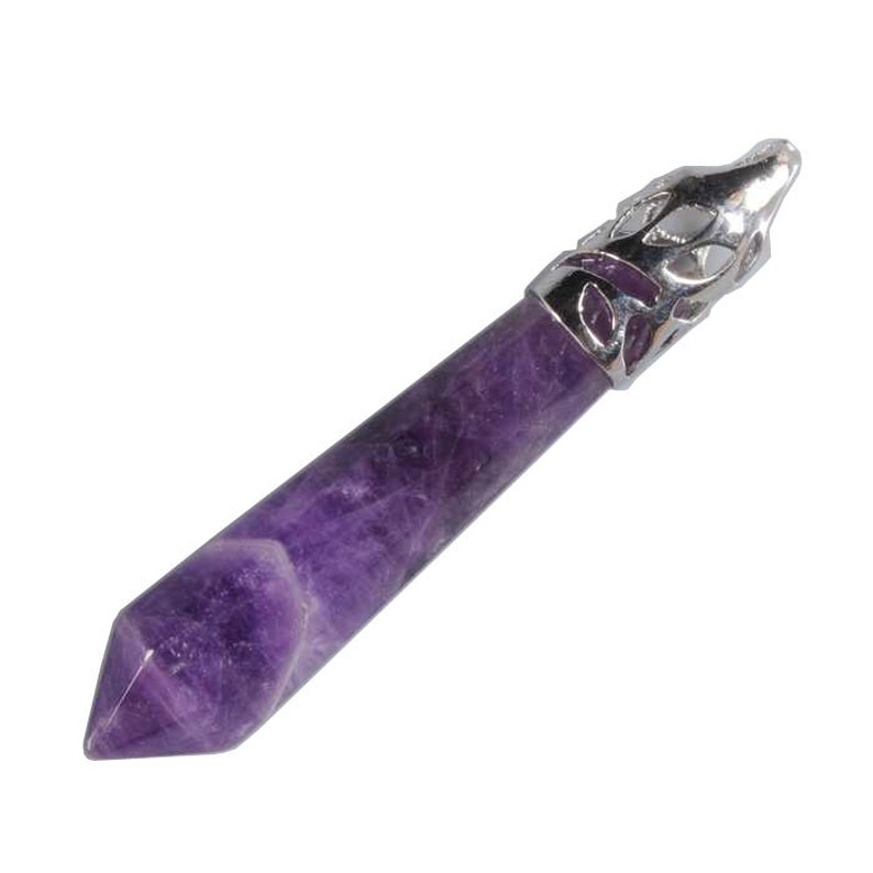 g2225 Natural Amethyst crystal healing point pendant focal bead 58mm image 3