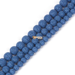 Polished Titanium Lava Beads Cobalt Blue Round Lava Beads Rock Volcanic  Stone Loose Gemstone Beads Semiprecious 4/6/8/10mm 15.5Strand