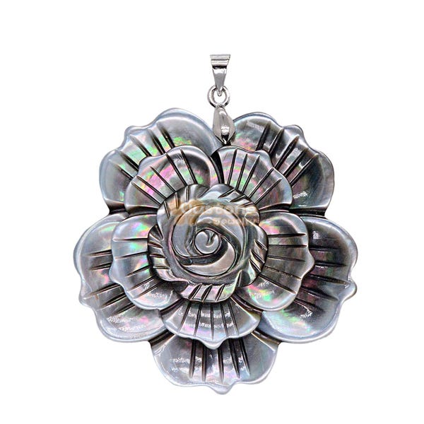 43mm Natural Mother Of Pearl MOP Shell Flower Pendant